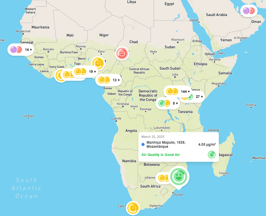 Live air quality insights across Africa